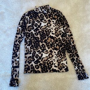 Leopard animal print turtleneck